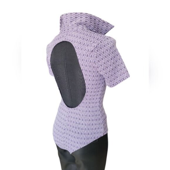 Preppy  Geometric Violet Purple Print Bodysuit ZARA Size Small - Picture 8 of 12